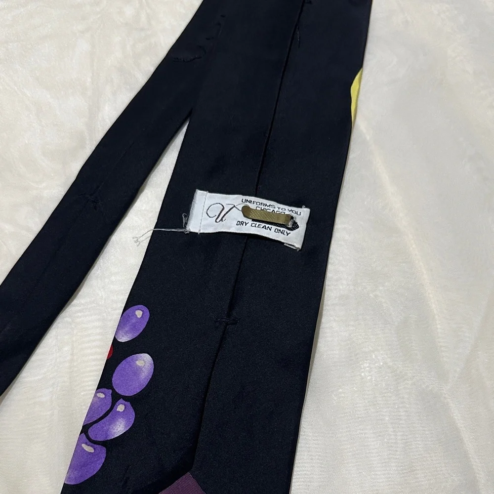 Fruit Patterned Tie in Black with Red, Yellow, Green & Purple